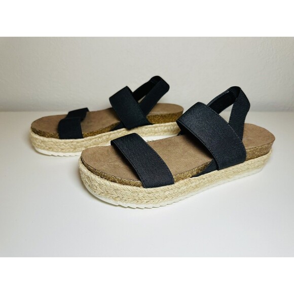 MADDEN GIRL Cassie Black Platform Espadrille Sandals SIZE 8M *NEW* - Picture 1 of 7